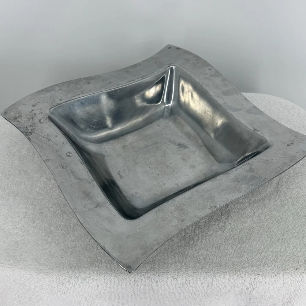 Villeroy & Boch New Wave Rectangle Wavy Metal Serving Bowl 13” Cast Aluminum VTG